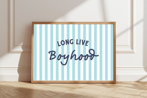 NavyTurquoise Colourful boyhood quote poster for bedrooms