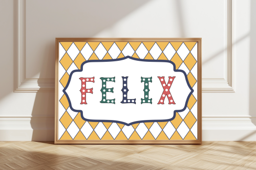 Multicolour Personalised circus name print with marquee‑style lettering for children