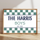 Personalised brothers print with family name and colourful checkered border