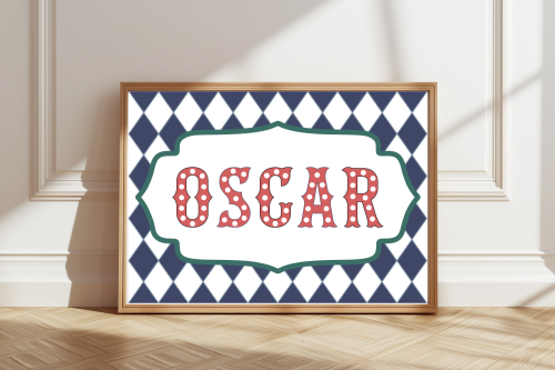 RedNavy Personalised circus name print with marquee‑style lettering for children