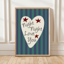 Heart motif nursery wall art with bedtime message