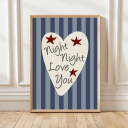 Night Night Love You print in teal colourway