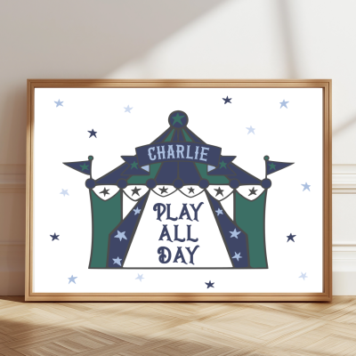 Personalised circus tent print with child’s name