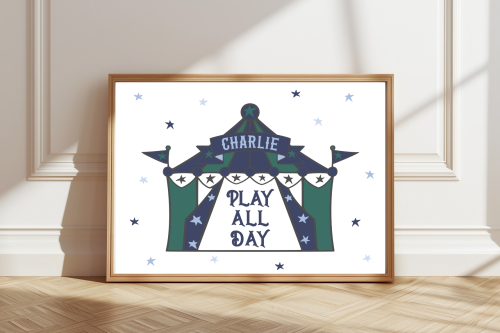 Personalised circus tent print with child’s name