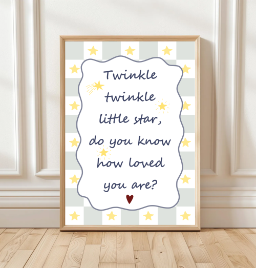 Green Lullaby quote poster for baby’s bedroom