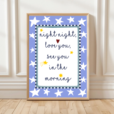 Night night love you bedtime print with stars