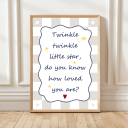 Twinkle twinkle little star nursery print with stars and checks