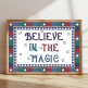 Believe in the magic children's print navy red green