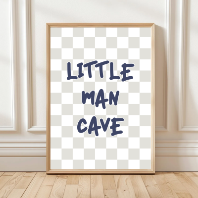 Little Man Cave children’s wall art print in bold typography