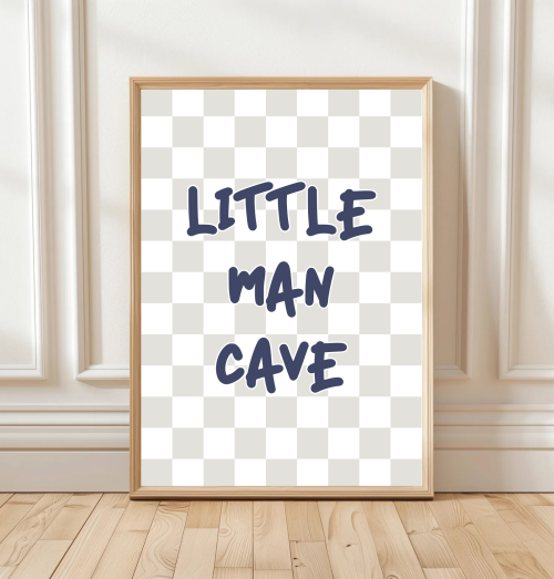 Little Man Cave children’s wall art print in bold typography
