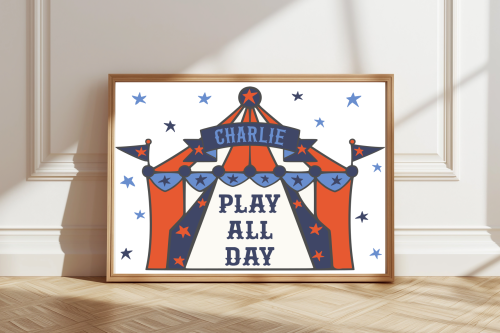 OrangeBlue Personalised circus tent print with child’s name