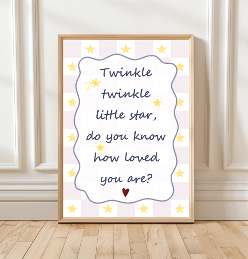 Pink Lullaby quote poster for baby’s bedroom