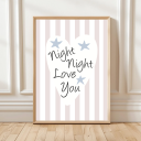 Night Night Love You Colourful Striped Children's Poster