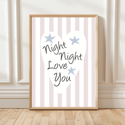 Night Night Love You Colourful Striped Children's Poster