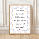 Twinkle twinkle little star nursery print with stars and checks