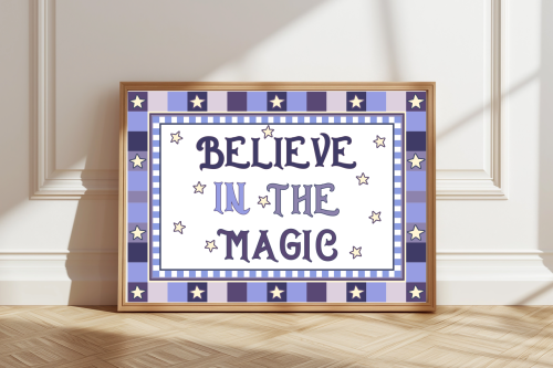 Purple Believe in the magic children's print purple pink