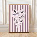 Night Night Love You Colourful Striped Children's Poster