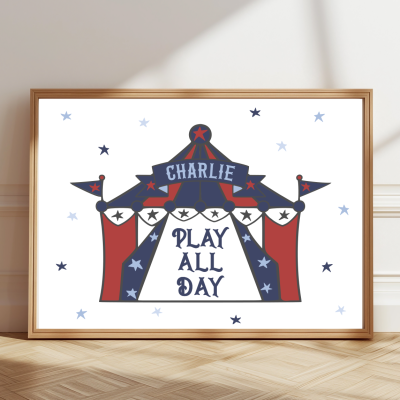 Personalised circus tent print with child’s name