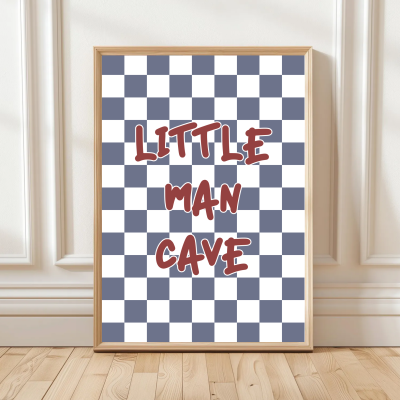 Boys’ room wall art reading ‘Little Man Cave’
