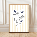 Heart motif nursery wall art with bedtime message