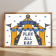 Custom name circus wall art in colourful design