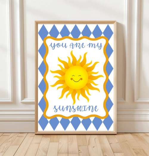 You Are My Sunshine ou Are My Sunshine print with smiling sun illustration
