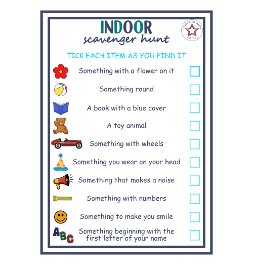 free printable indoor scavenger hunt for kids